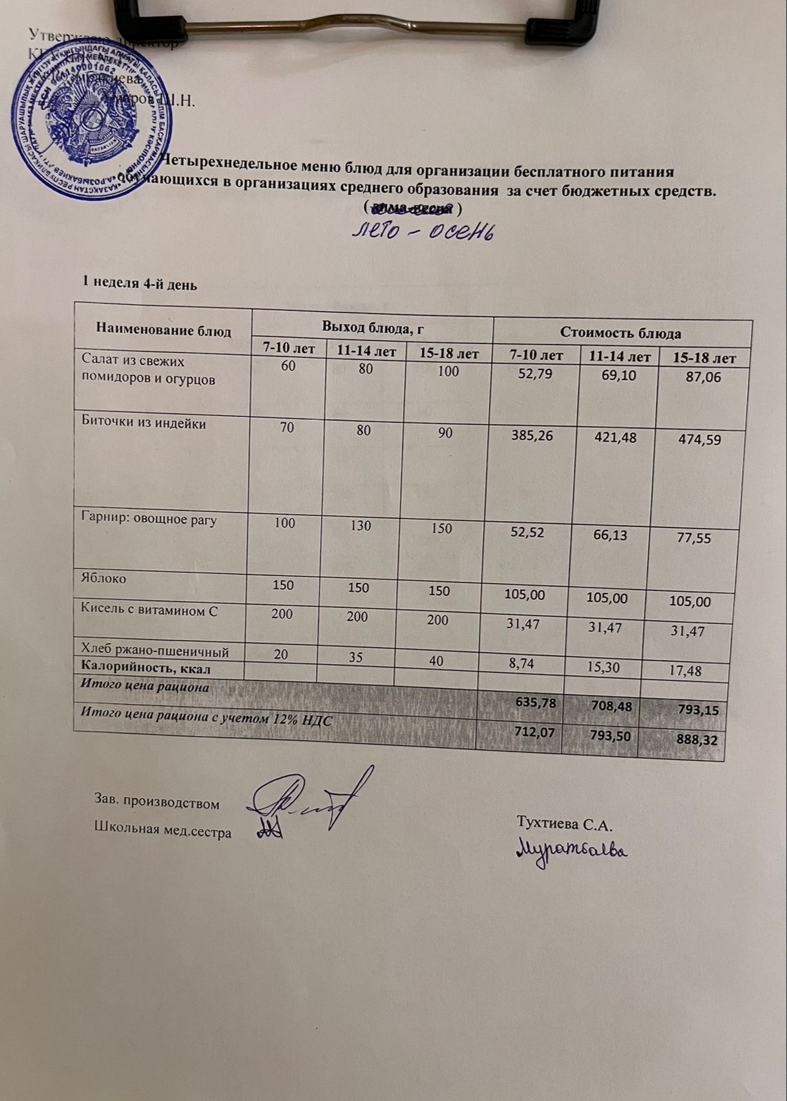 Меню на 05.09.2024