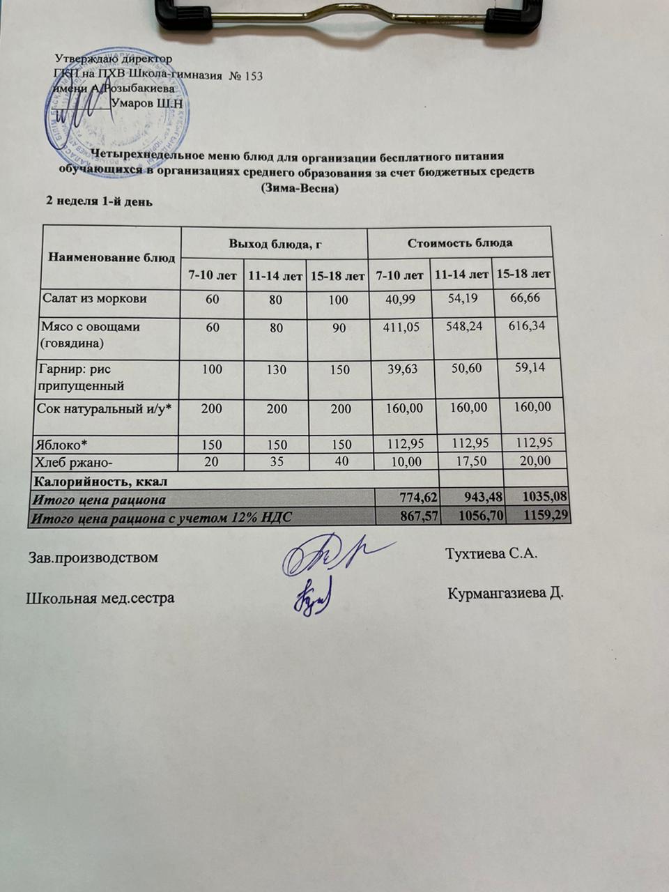 Меню на 09.12.2024