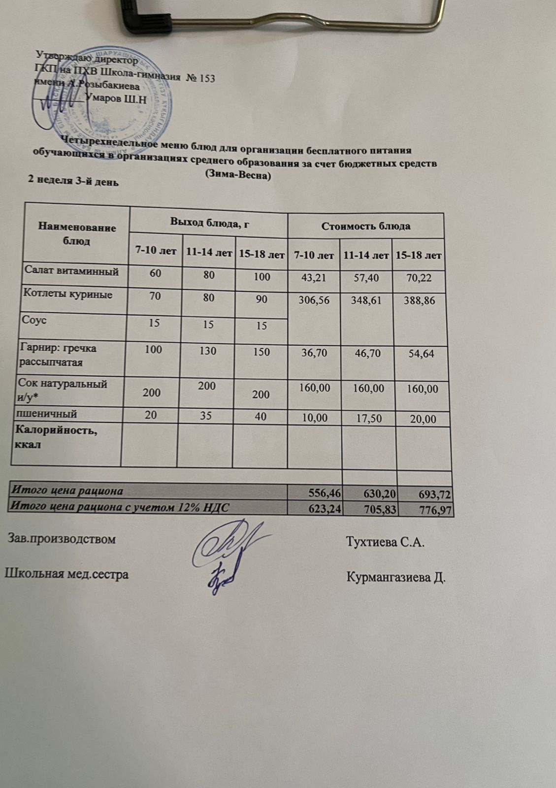 Меню на 15.01.2025