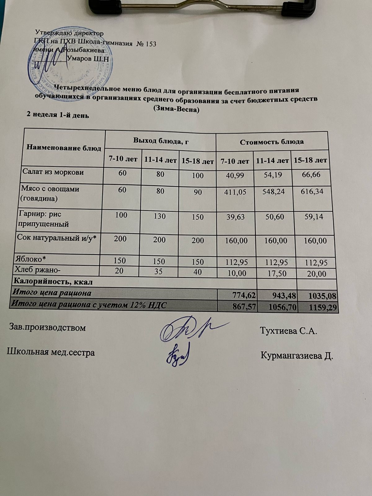 Меню на 10.02.2025