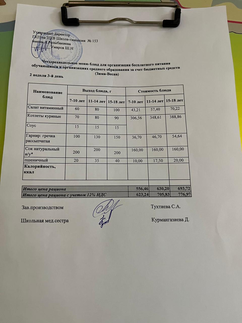 Меню на 12.03.2025
