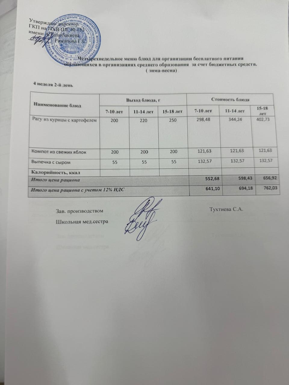 Меню на 27.01.2026