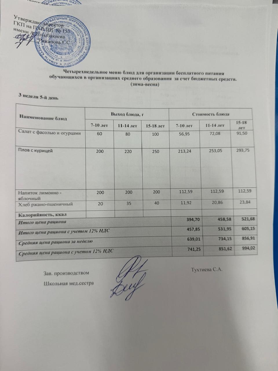 Меню на 24.04.2026